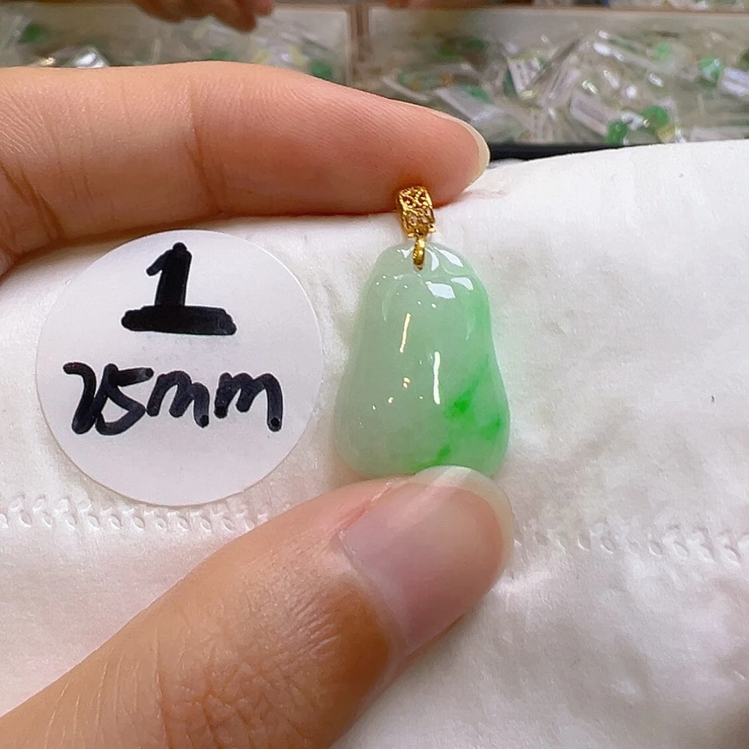 翡翠18K金镶嵌吊坠(不含链)翡翠