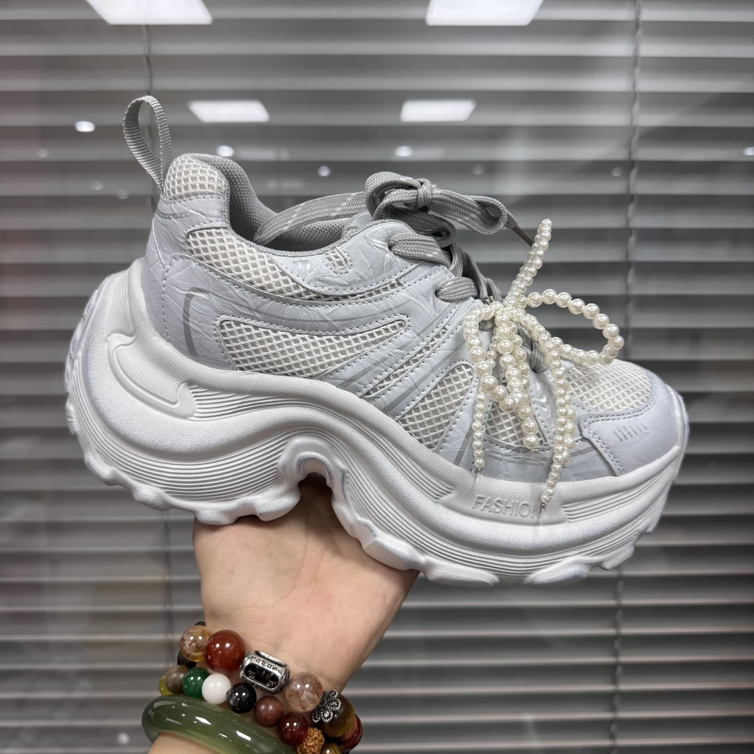 夏季网面珍珠厚底老爹鞋女鞋978-227