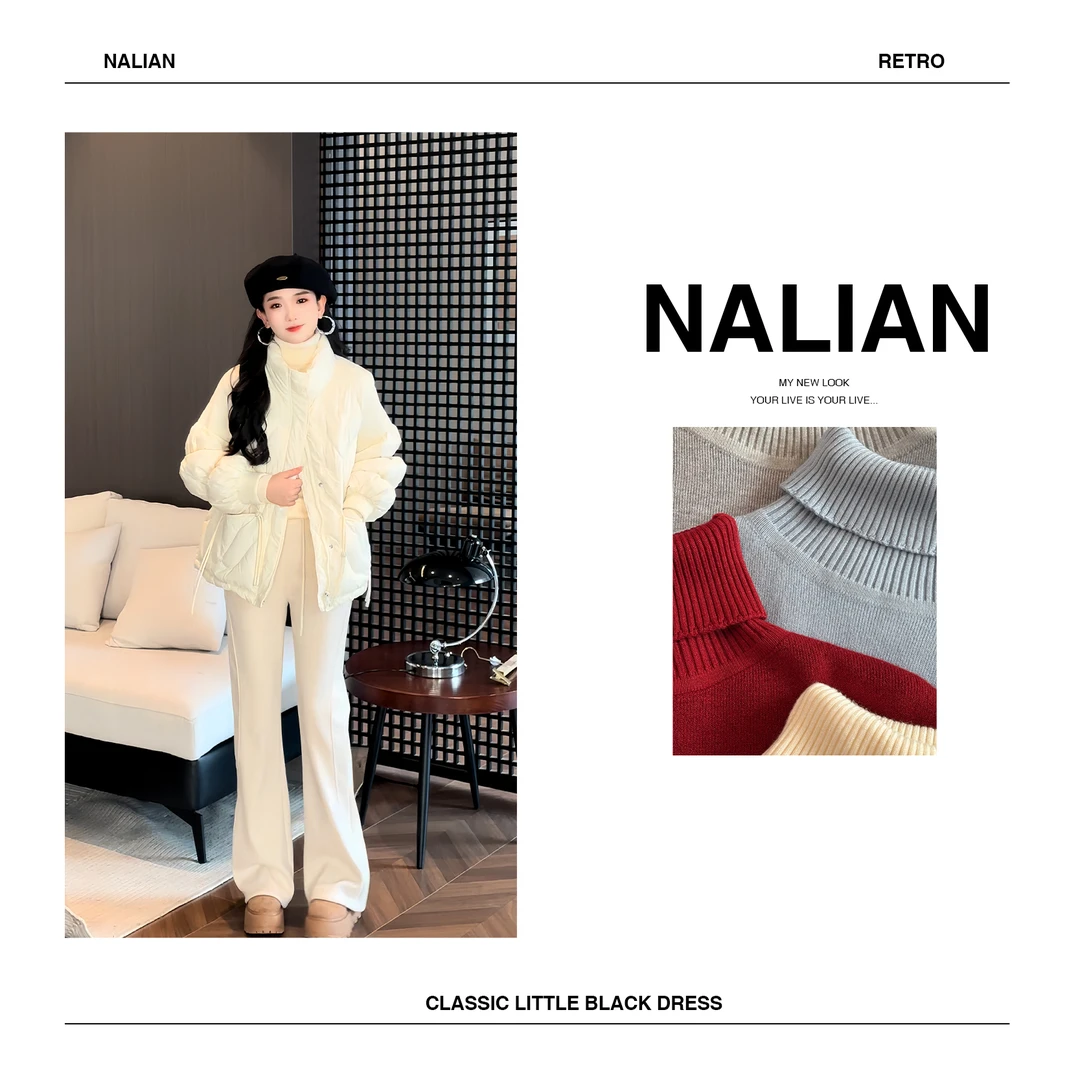 拿恋JGCXX431213#冬季新款加厚一体绒圆领百搭针织上衣431213