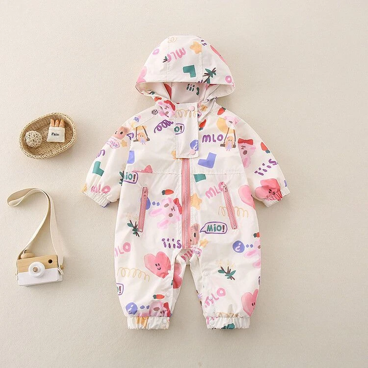 【甜蜜家】字母马卡龙加绒冲锋衣 男女宝宝春秋冬款防风保暖外出