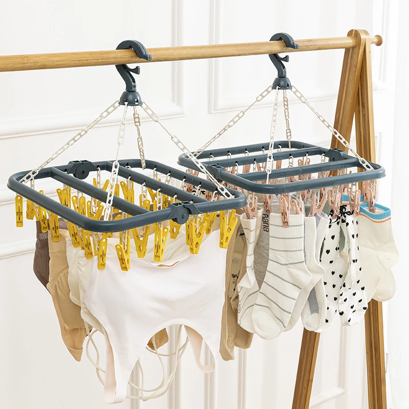 德国家用多功能挂钩宿舍晒袜子衣架多夹子婴儿防风晾衣架神器挂内