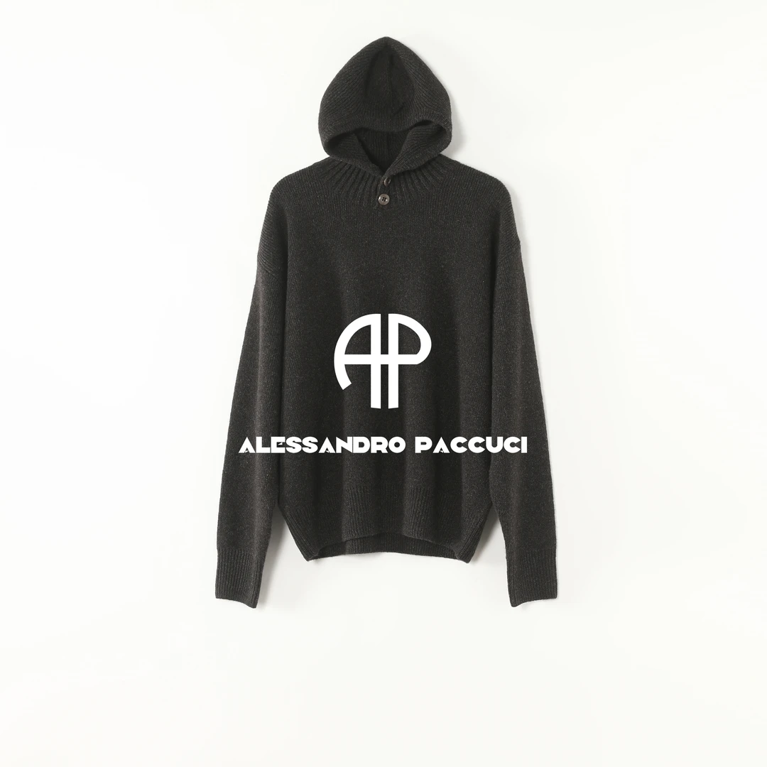 AP洛哥53228ST 牦牛绒连帽纽扣百搭时尚简约休闲长袖套头针织衫