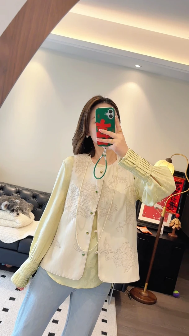 Art li 莉姐新款国风刺绣气质时尚马夹中式复古马甲7707