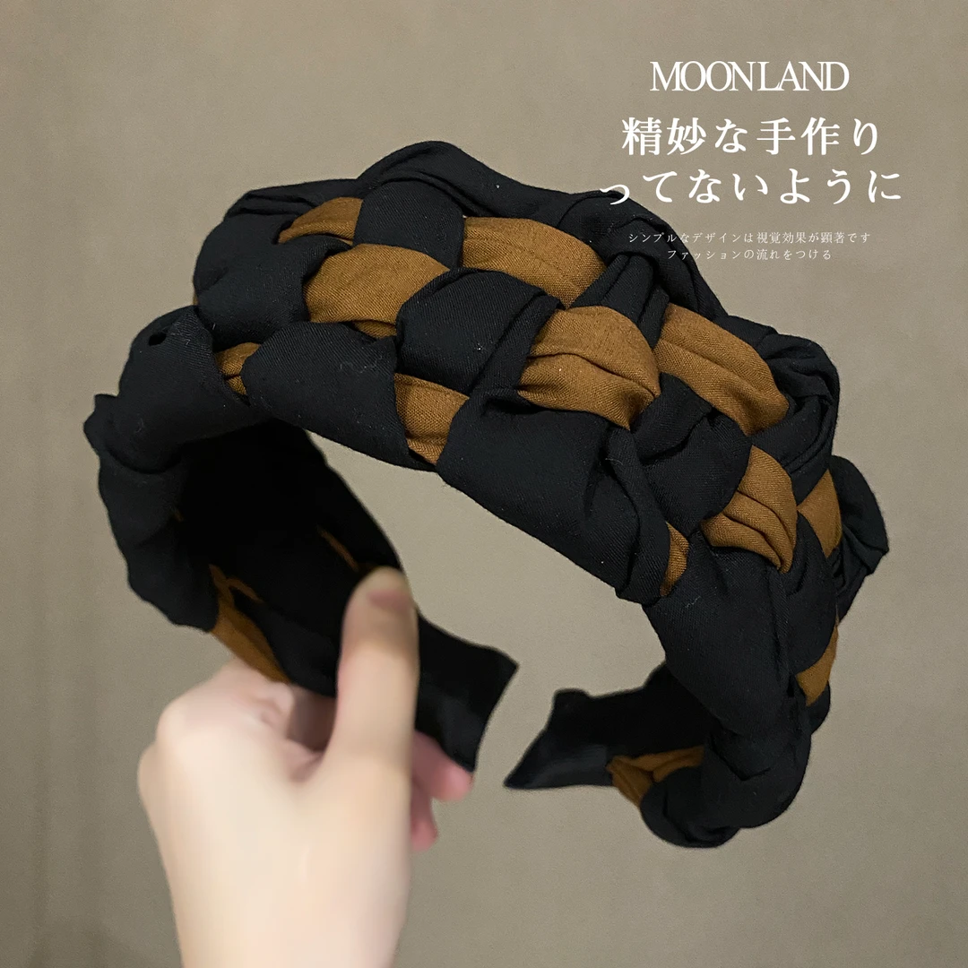 撞色宽边编织发箍女款2025新款高级感洋气时尚发卡遮白发洗脸头箍