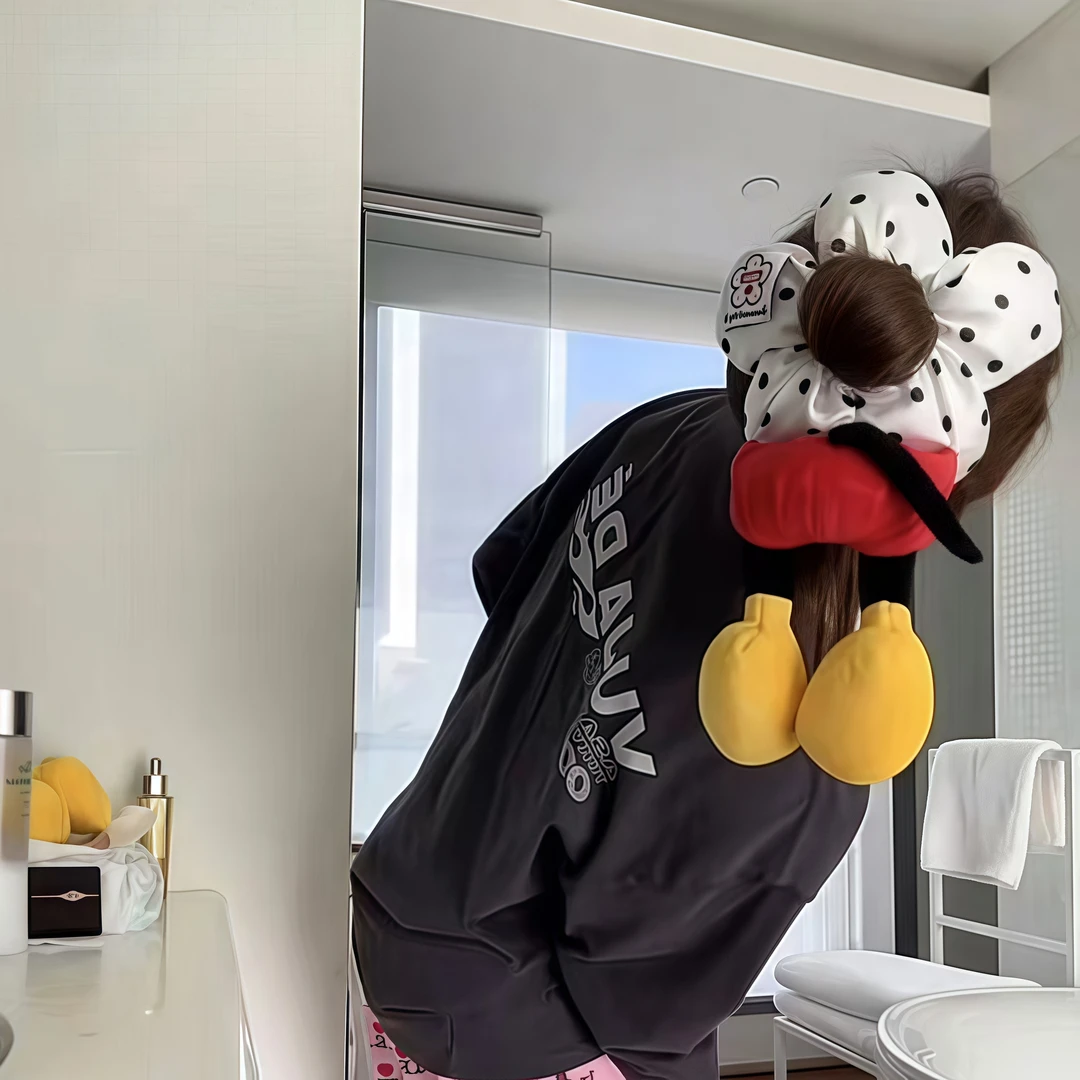 创意爆款米奇红色品波点可爱发圈发饰可爱发圈2025款高级感发饰