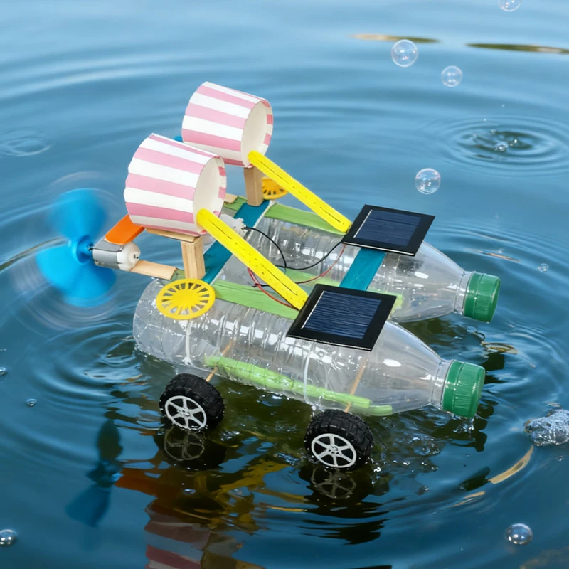 水路双栖电动太阳能风力船玩具科技小制作手工DIY材料科学实验