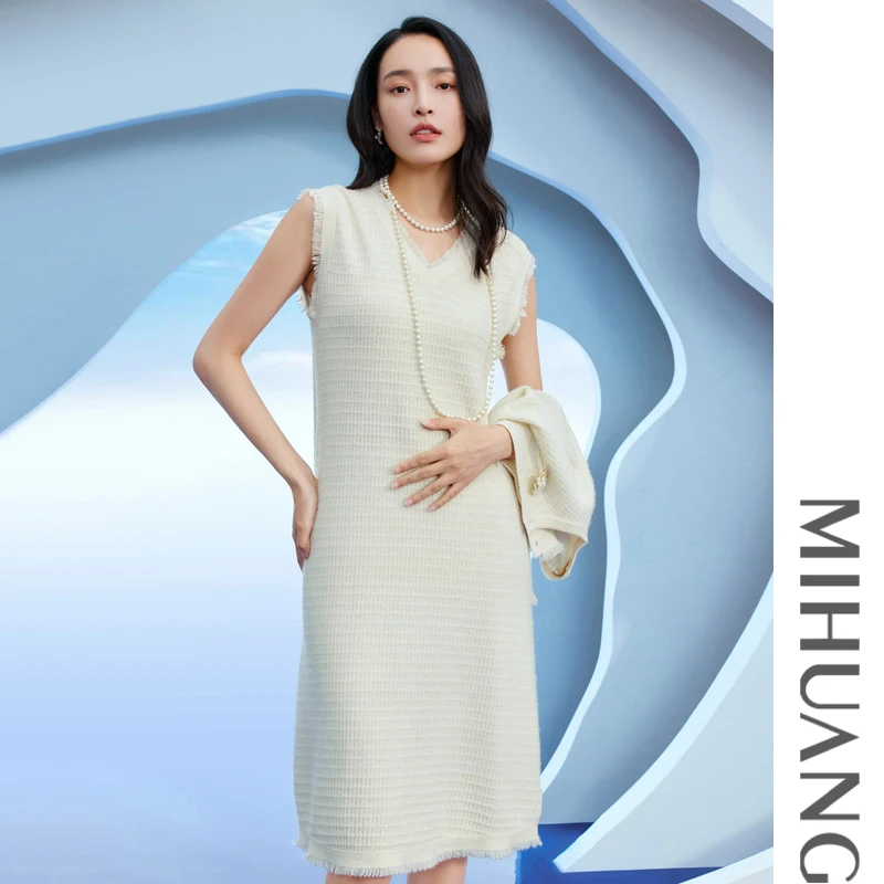 《粉丝专享》米皇山羊绒V领小香风连衣裙532403
