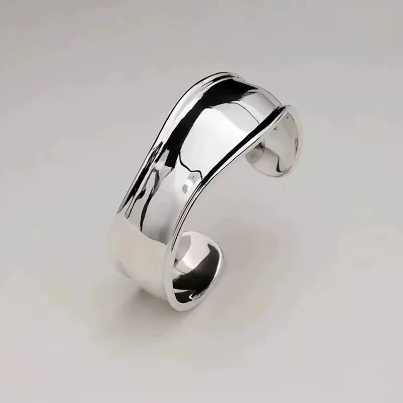 铜合金手镯 不规则光面手镯女宽边开口手环时尚轻奢小众冷淡气质