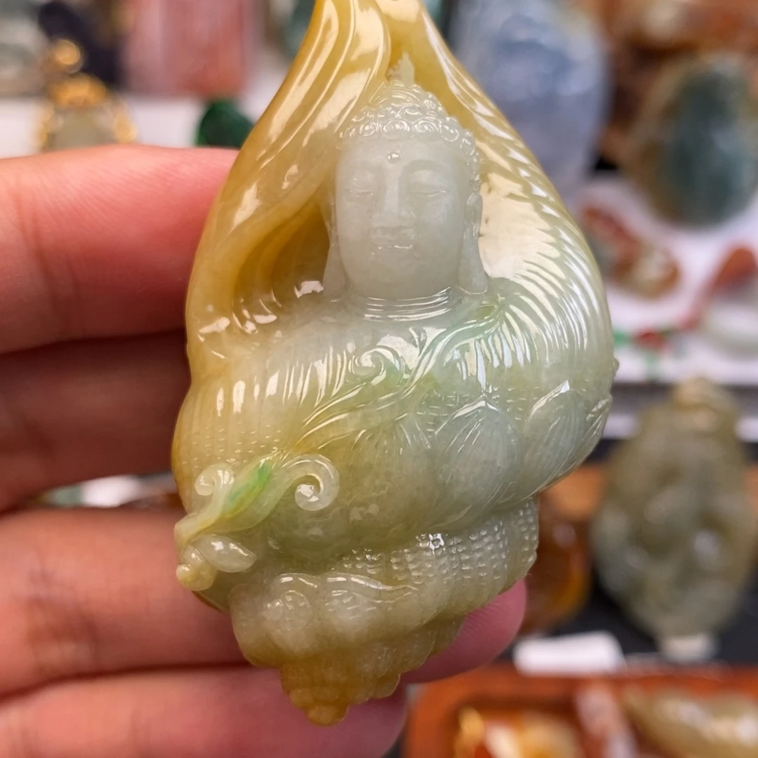 颈饰未镶嵌翡翠缅甸天然翡翠法螺