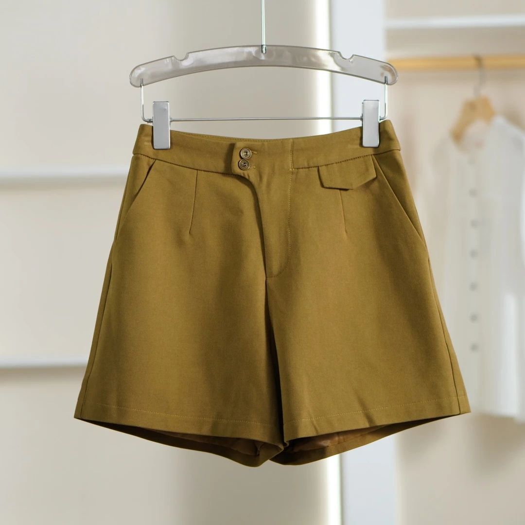 【诗M】Y265-1 女装春夏气质显瘦简约短裤茶棕色2321110