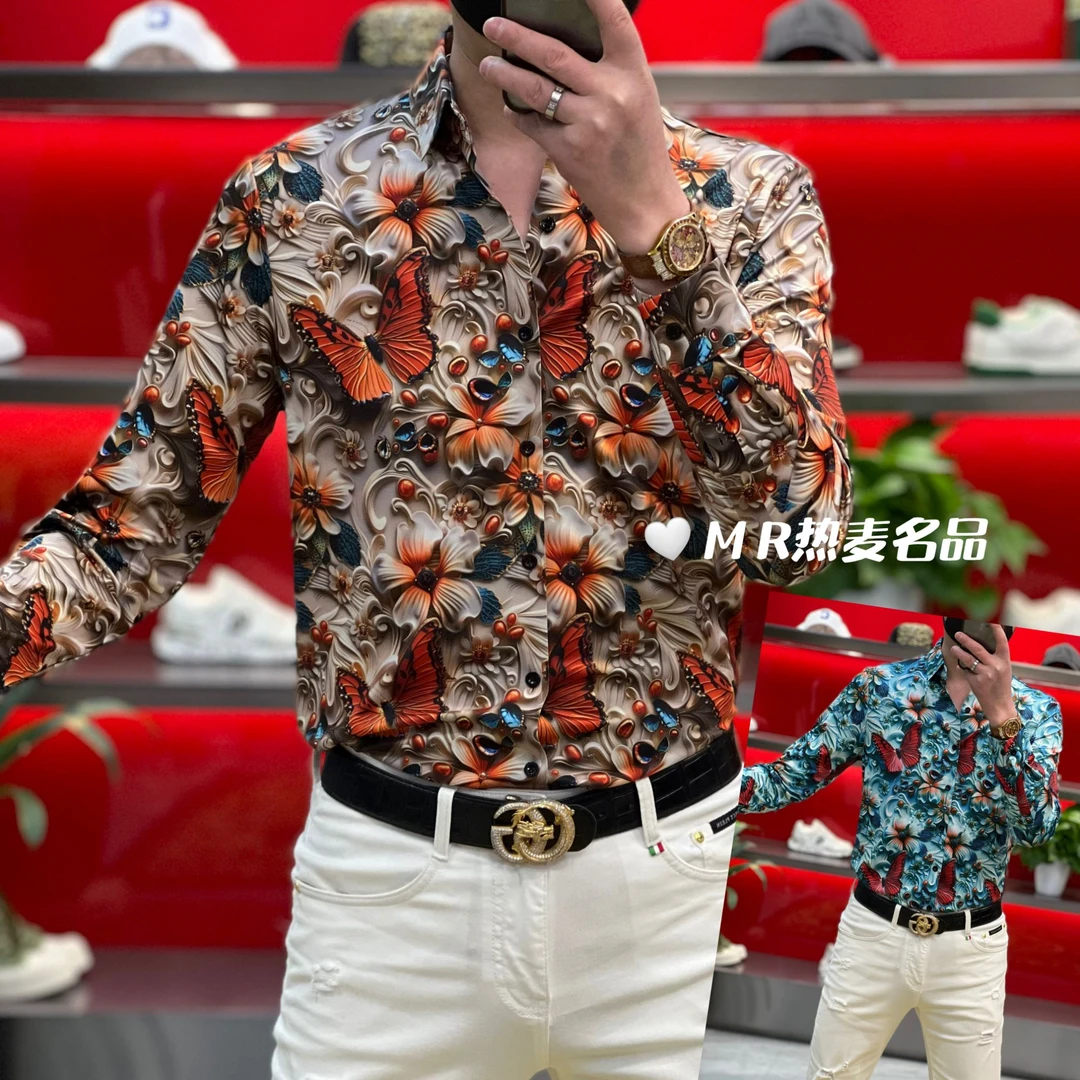 【熠星甄选】春夏衬衫免熨烫立体蝴蝶25款 男士修身长袖弹力衬衫
