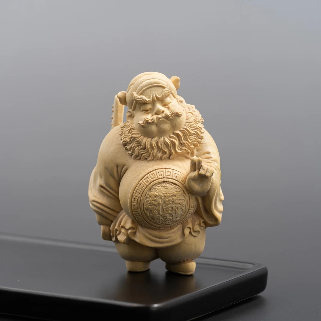 XIANYUAN/仙源黄杨木天师钟馗精雕摆件手把件