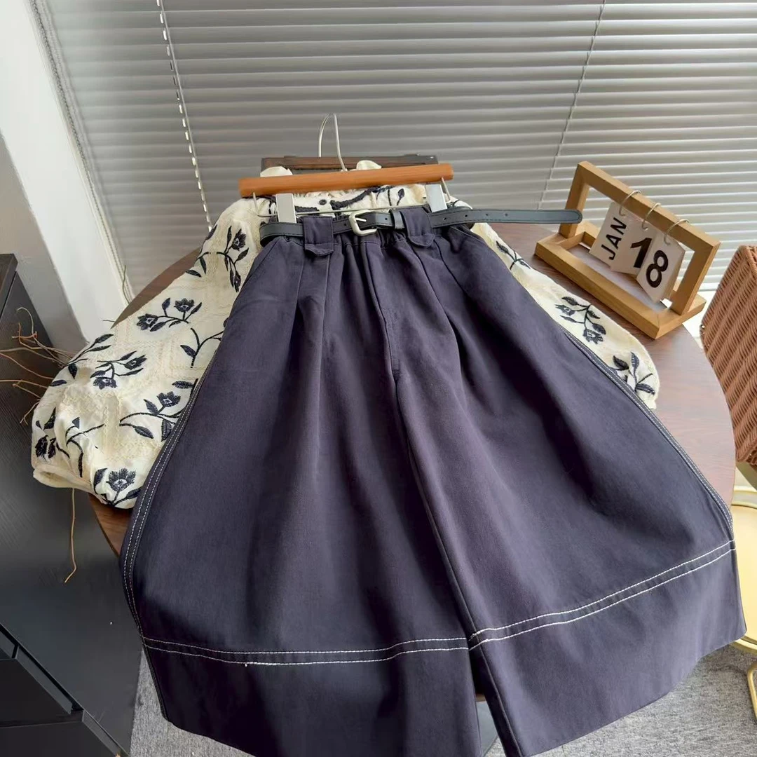 女童休闲百搭裤子牛仔蓝长裤韩版儿童秋季洋气阔腿裤