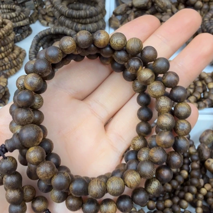 沉香手串沉香绿奇楠圆珠卡七多圈九九分节油19