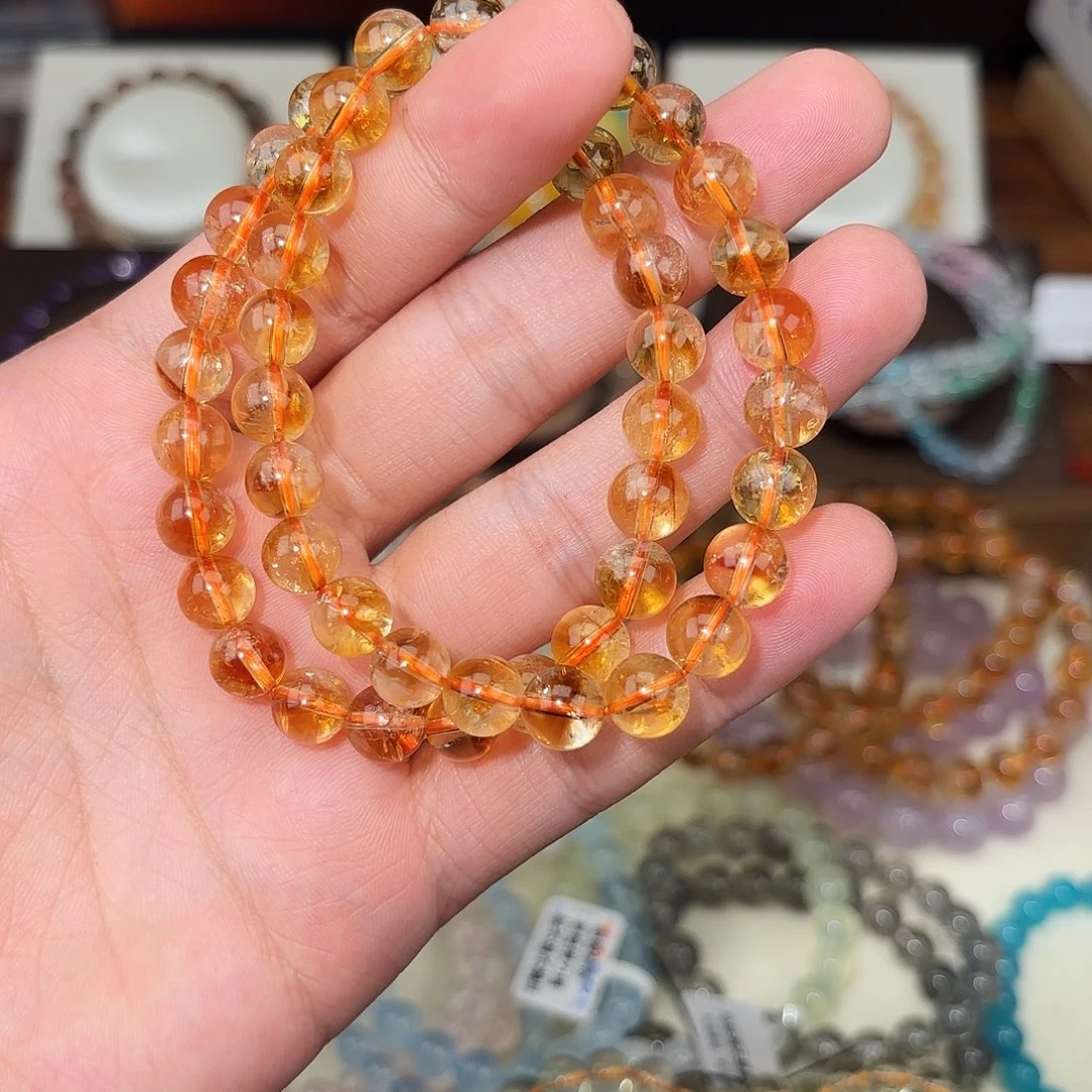 水晶手链未镶嵌暴力黄塔晶8.5m