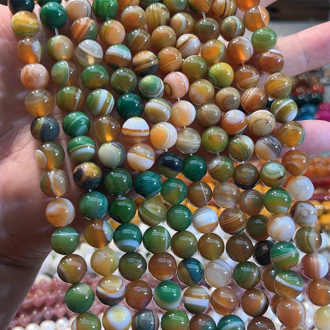 玛瑙/玉髓合金珠宝半成品缠丝孔雀玛瑙一条10mm