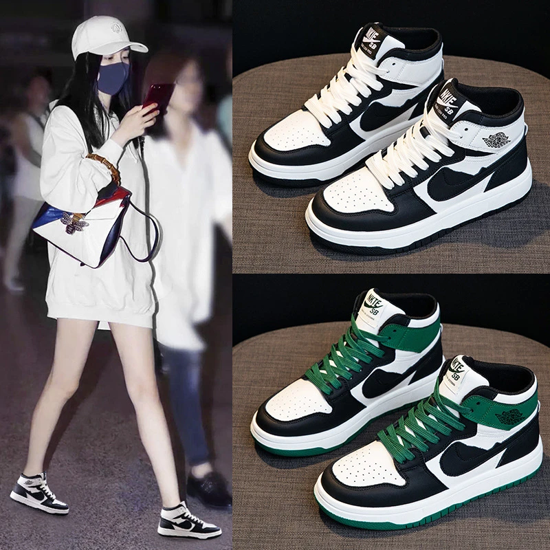 真皮小白鞋女2025春季休闲高帮女鞋百搭超火空军一号运动鞋女板鞋