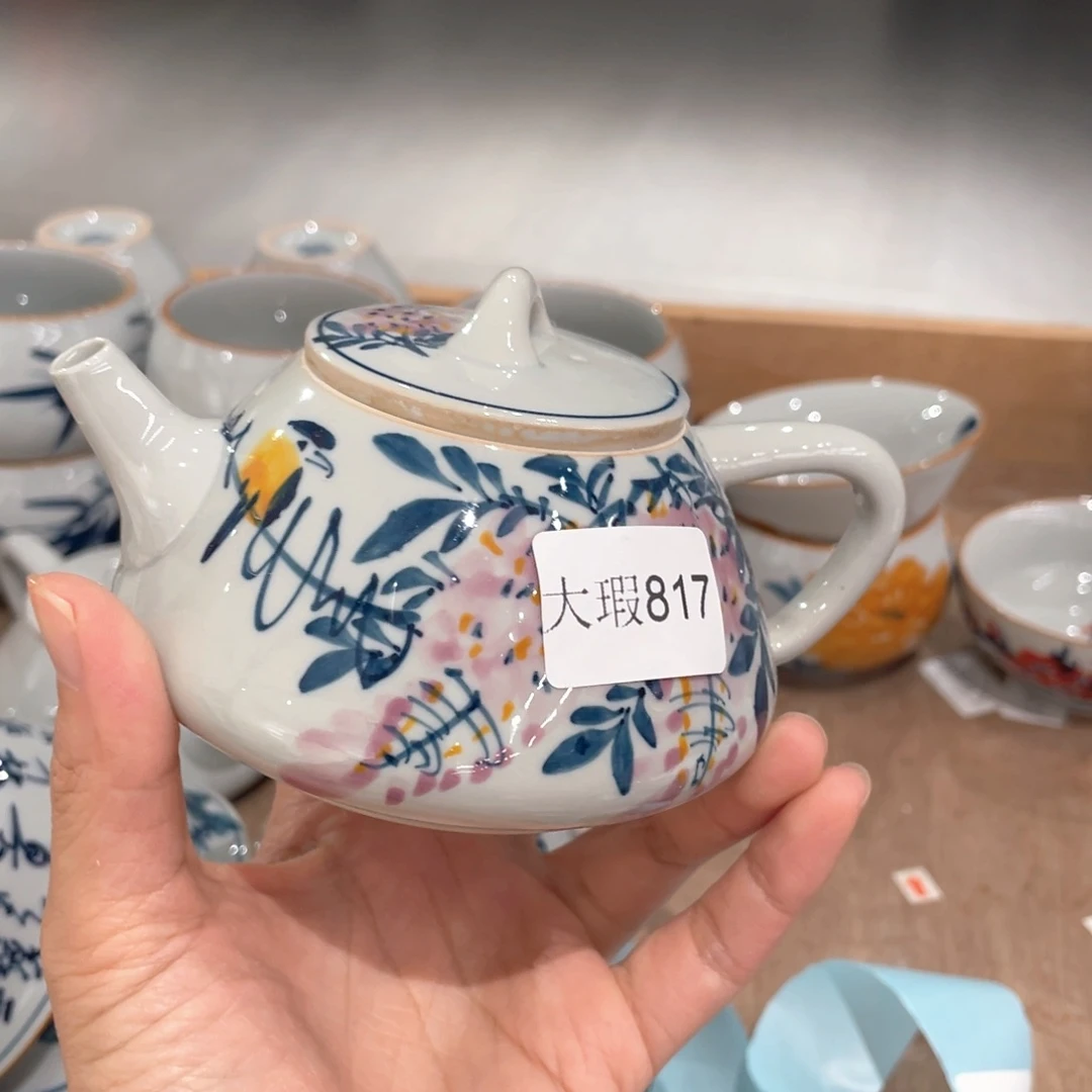 釉下手绘茶具微瑕