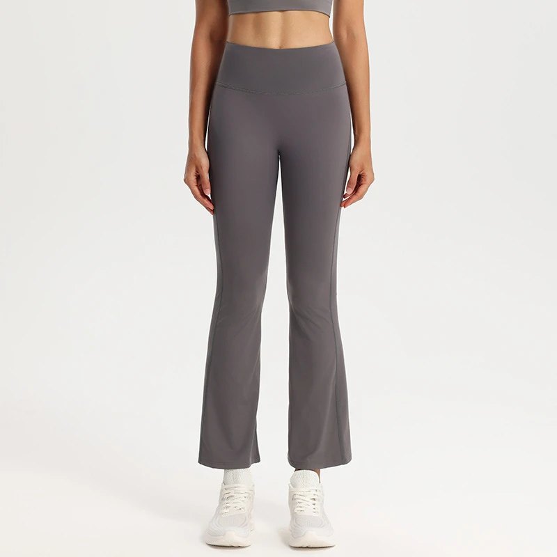 K3522  瑜伽裤高腰提臀运动九分裤跑步速干裸感微喇健身裤