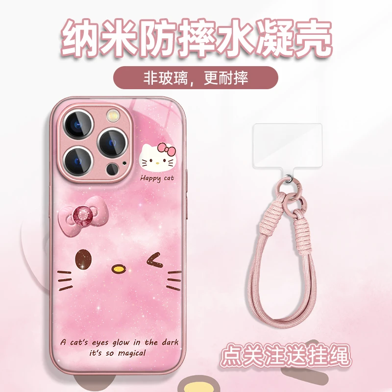 适用于苹果16华为OPPO小米VIVO粉红少女心LJ闪粉水凝手机壳AM1006