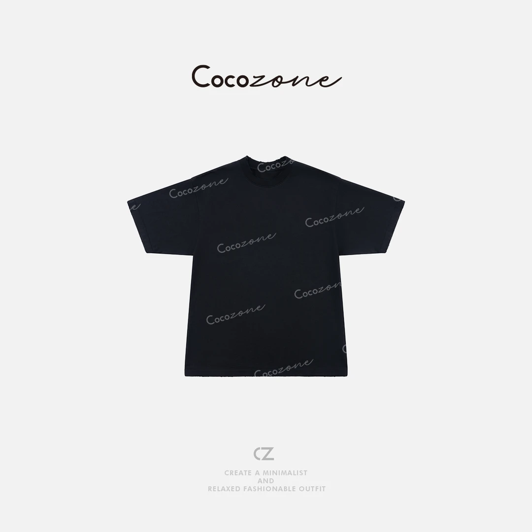 COCO ZONE 刘一一  【100棉】圆领简约复古通勤风短袖T恤CD1A0882