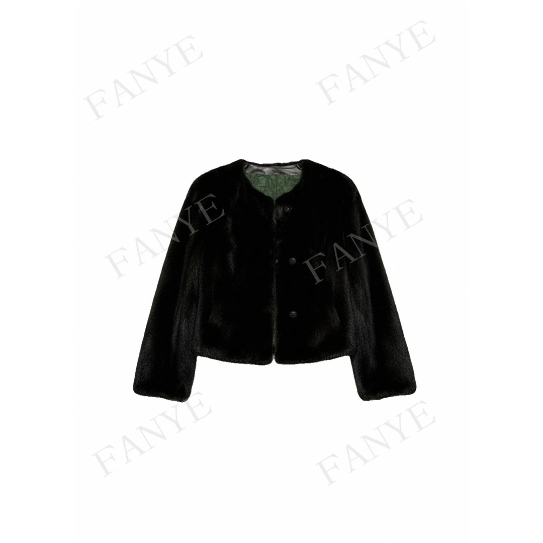 FANYE 2025冬季新款极简老风纯色水貂外套86809