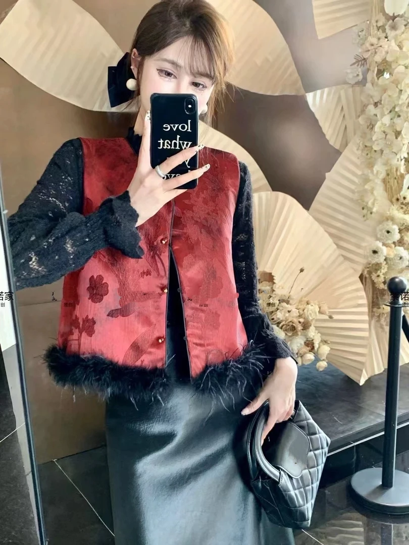 新中式国风马甲外套秋冬新款喜庆马甲 08122