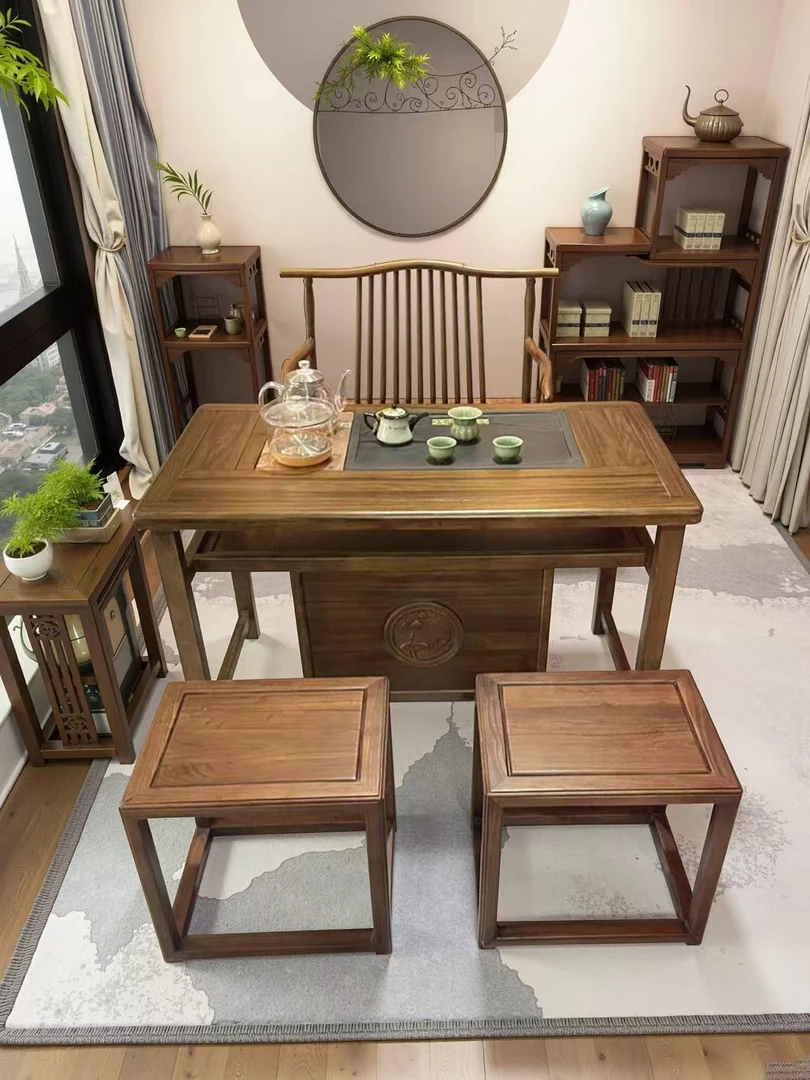 协商定制改价君圆实木阳台小茶桌茶桌椅一套