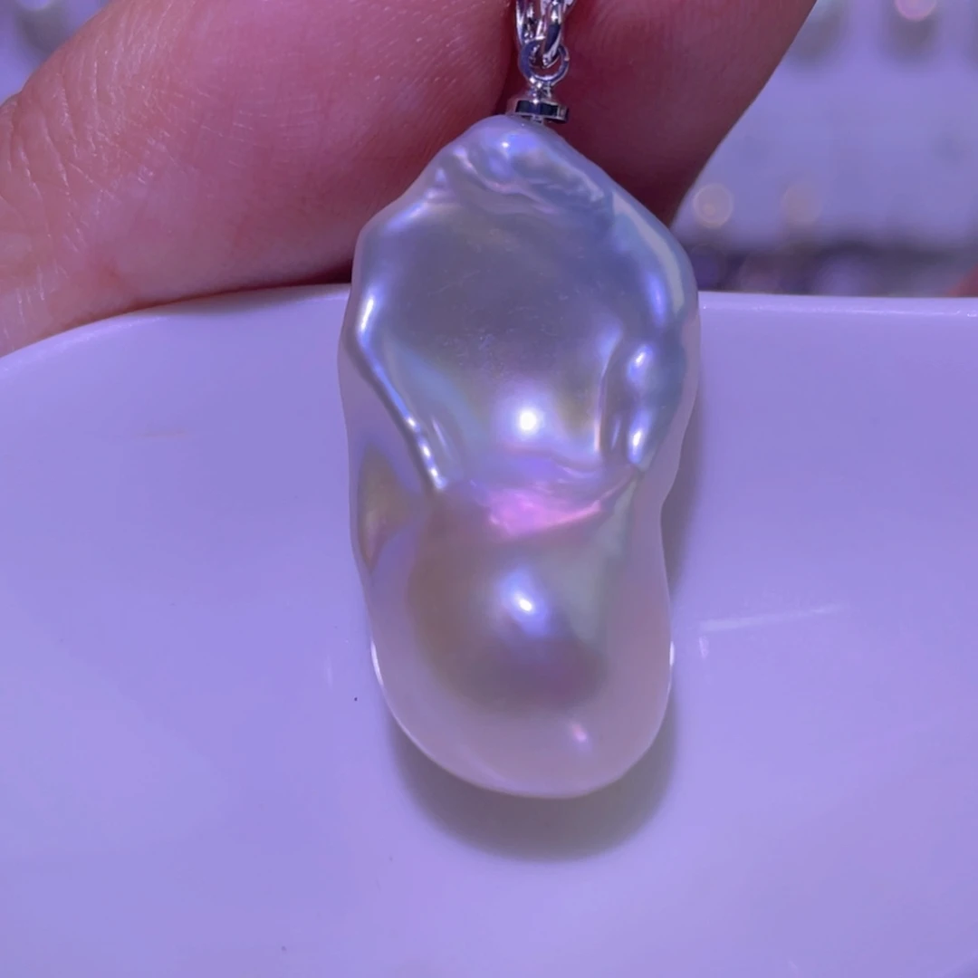 淡水珍珠银S925镶嵌天然淡水珍珠吊坠
