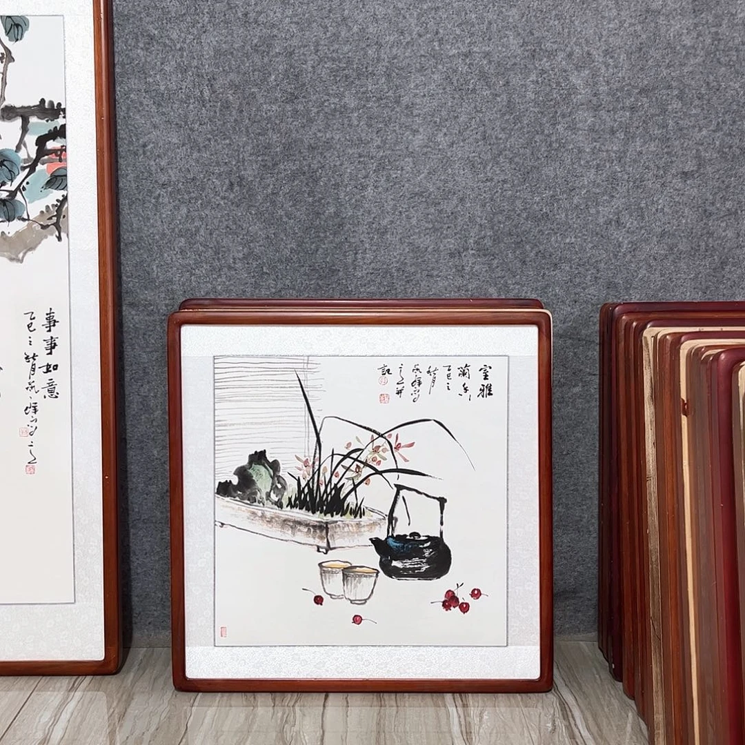国画书画作品带框63×63