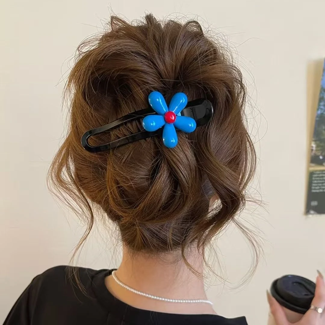 韩系花朵2025新款鸭嘴夹发夹后脑勺侧边夹大号发量多一字发卡发饰