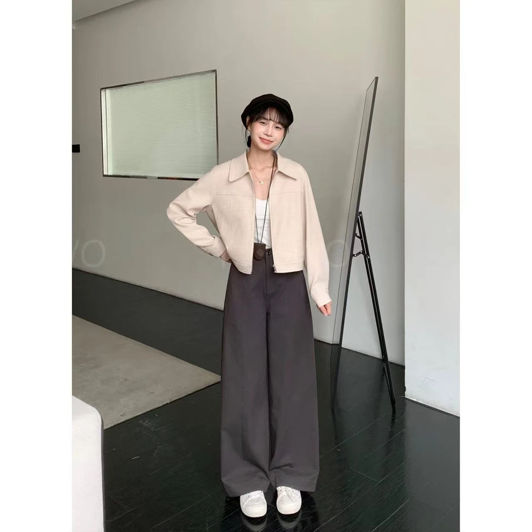 【现货】秋季新款显瘦高腰直筒休闲宽松外穿休闲裤-3136