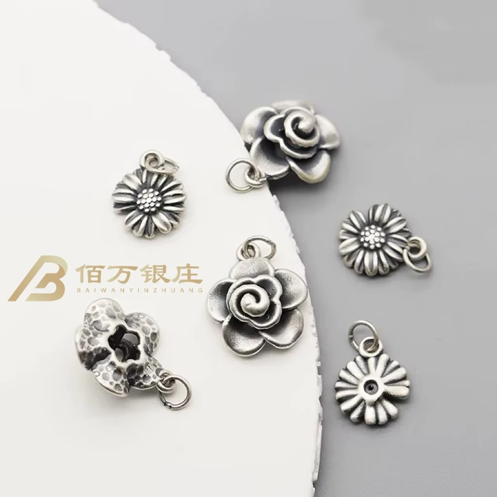 足银银制品 【佰万银庄】银饰品定制改价时尚百搭复古小众素款手工