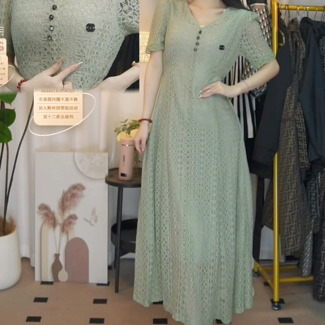 95新 Chanel/香奈儿 淡绿色连衣裙fy3896