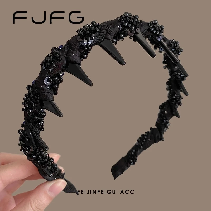 巴黎王妃发箍女新款增高颅顶头箍压发洗脸发卡小香风手工串珠发捆