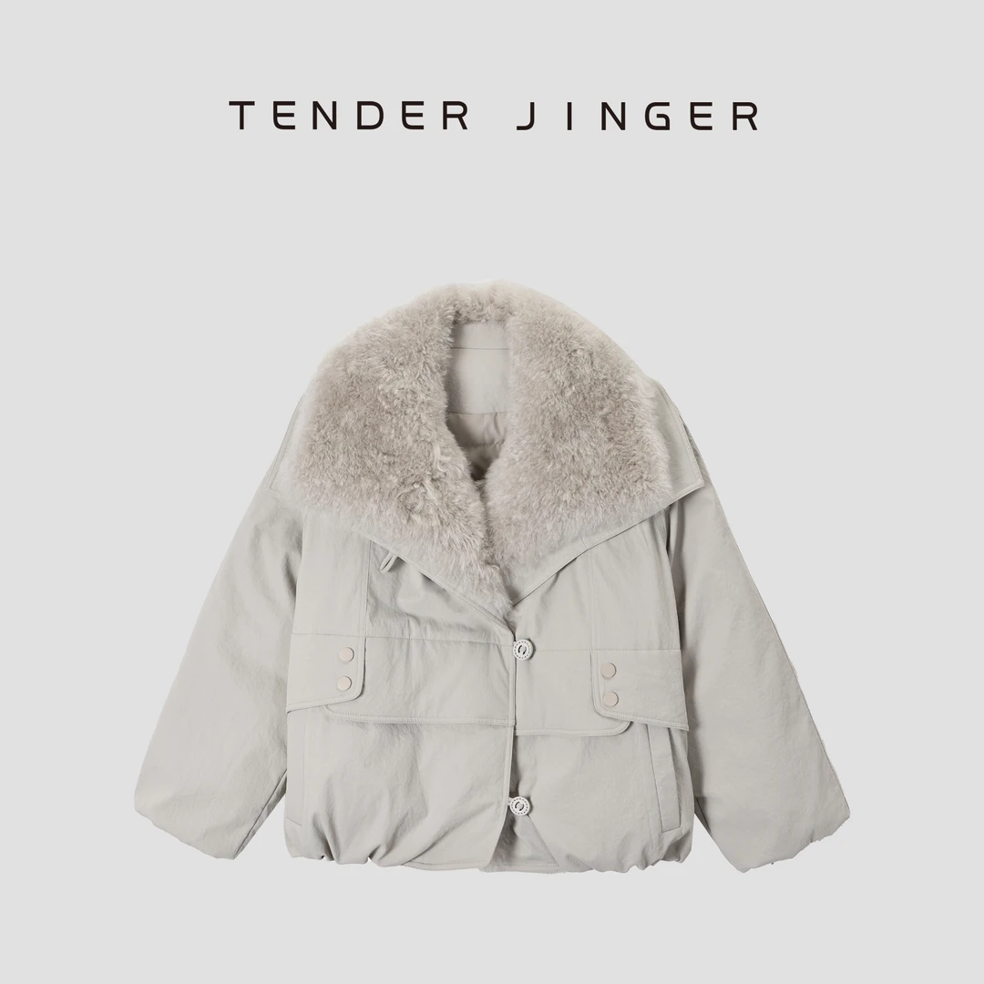 Tender Jinger｜线下专供 翻领羊毛皮领90鹅绒服外套T54SNW50130