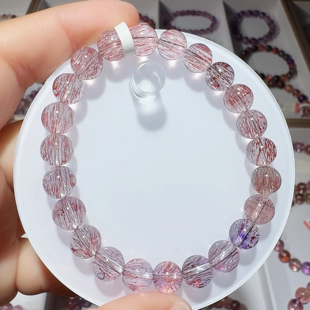 手链水晶未镶嵌8.3mm渐变色粉紫超七手串