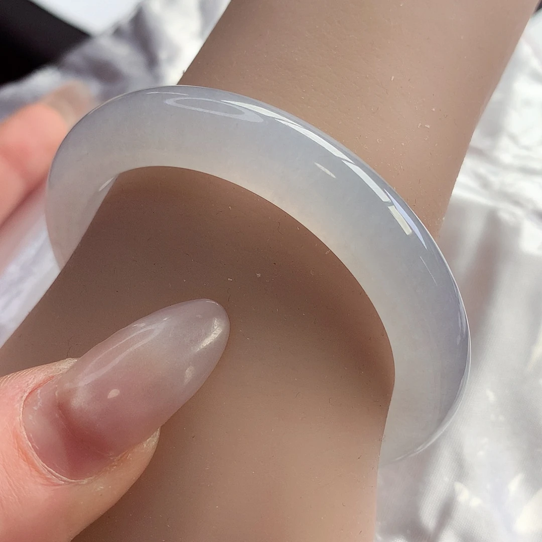 未镶嵌手镯翡翠天然A货翡翠52-53寒光闪闪发亮泥鳅背23号