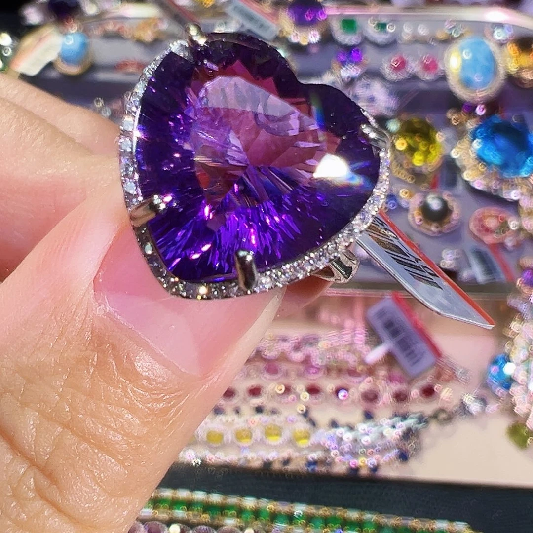 银S925镶嵌耳饰紫晶