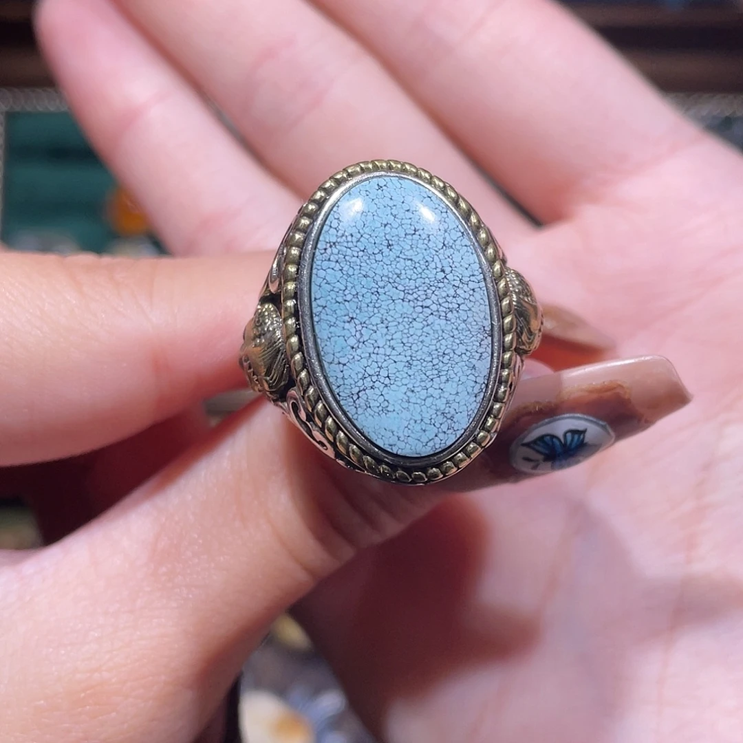 绿松石银S925镶嵌戒指