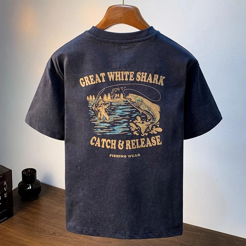 U&PURA重磅美式休闲短袖t恤夏复古洗水宽松百搭简约潮流T恤男款