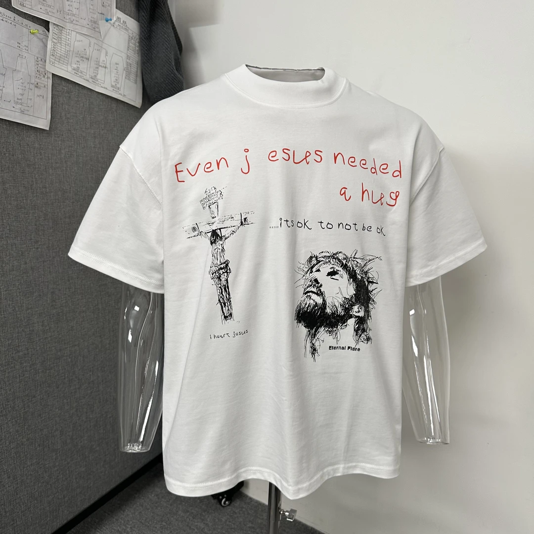 美式复古短袖T恤夏季男女潮牌宽松休闲情侣上衣半袖纯棉