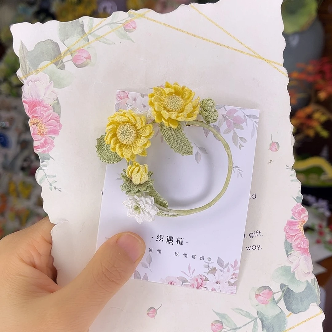 布艺非金属向日葵花环胸针