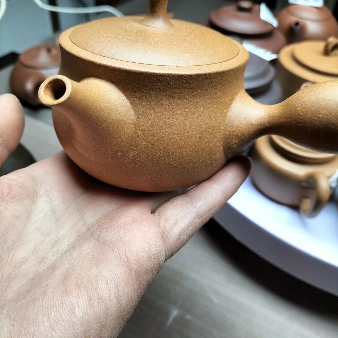 原矿黄段紫砂壶，水平壶扯把壶，200cc茶具泥壶泡茶壶黄段泥圆壶