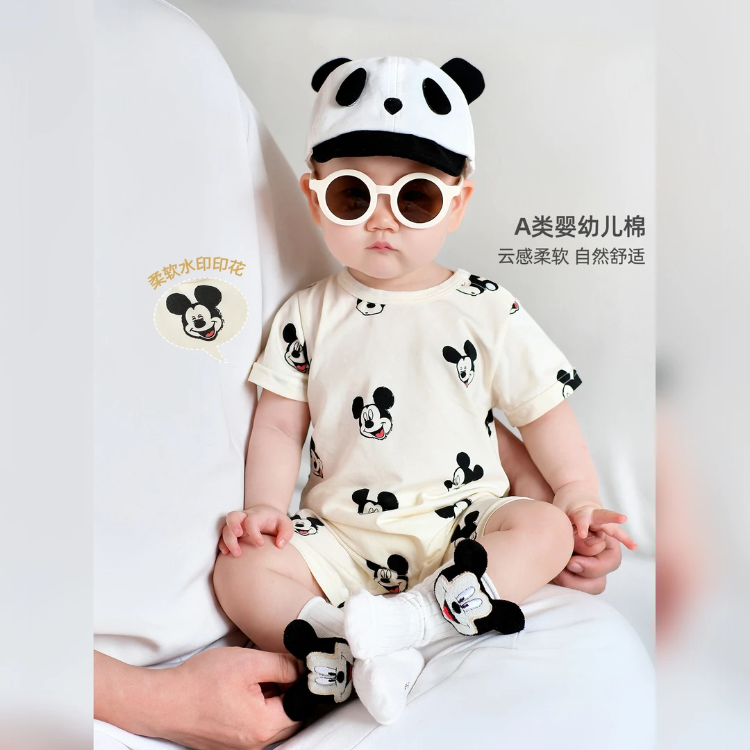 婴儿短袖连体衣夏季薄款宝宝衣服可爱夏装哈衣新生幼儿外出爬服夏
