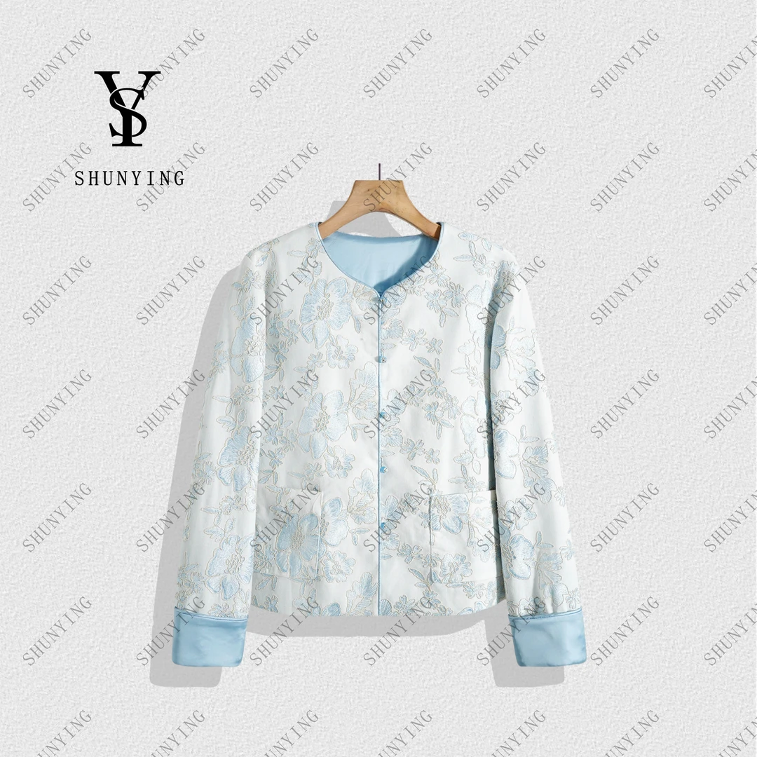 【顺瀛】时髦洋气~新中式国风高级感气质单排扣提花外套SY71WT5866