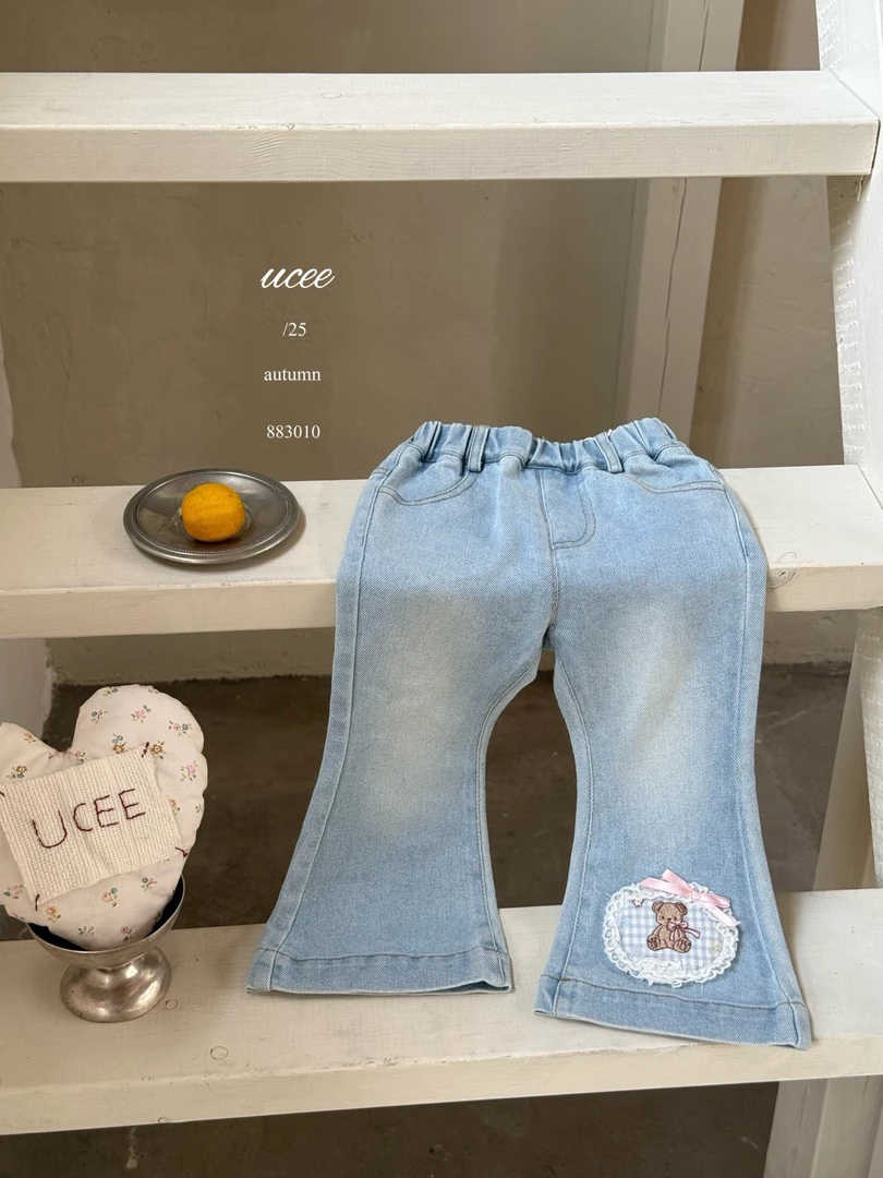 釉兮·2025秋～小熊贴布牛仔裤883010女童可爱
