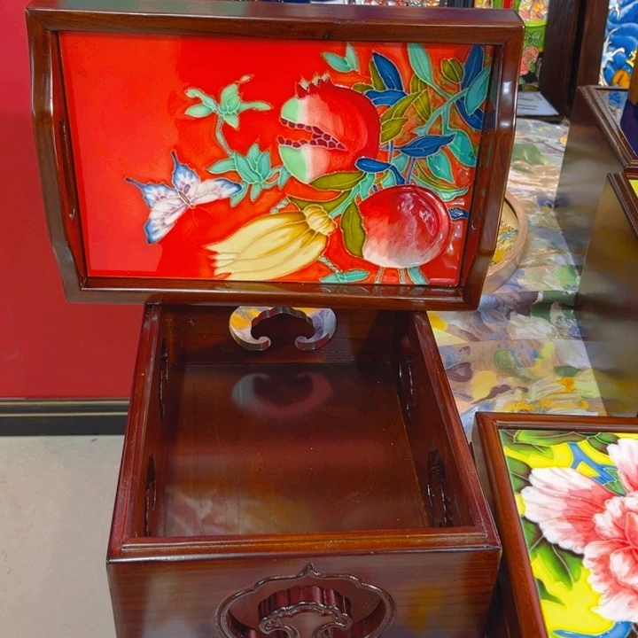 加大款瓷板画艺术作品托盘➕玲珑盒