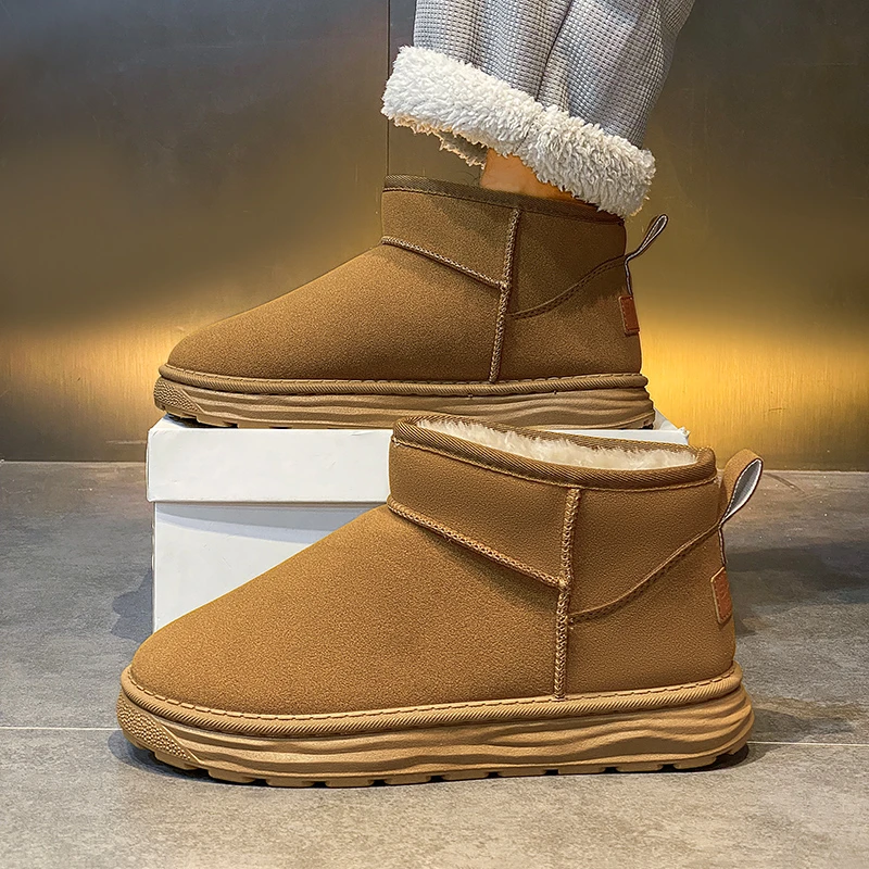 冬季棉靴加厚时尚雪地靴短靴加绒毛保暖高帮棉鞋男士防滑款大码46