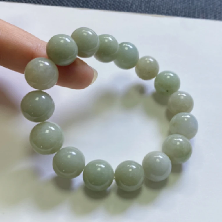 天然缅甸翡翠A货，冰润满黄手串卡12 mm